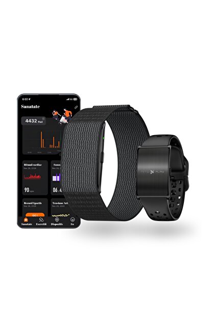 ® Βραχιόλι Γυμναστικής MAX Smart, 2 Μαύρα Λουράκια, Bluetooth, GPS, Android/iOS, Ρουμανικό Μενού, Διάρκεια Μπαταρίας 35 Ημερών, Αντοχή στο Νερό IP68, Ειδοποιήσεις, Καρδιακοί Παλμοί, Αρτηριακή Πίεση, SpO2, Ύπνος, Στρες