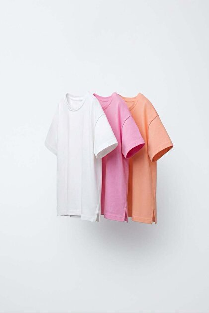 Girl's Cotton Pastel Basic T-Shirt Set of 3