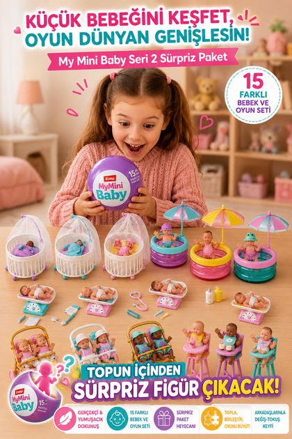Mor Paket My Mini Baby Seri 2 Sürpriz Paket Mini Bebek Oyun Seti 15 Farklı Koleksiyon Figürü