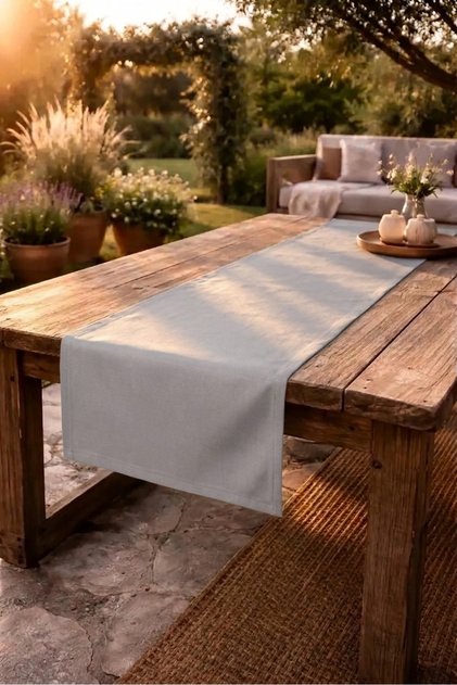 Gray, Duck Linen Decorative Runner 40 X 140 cm