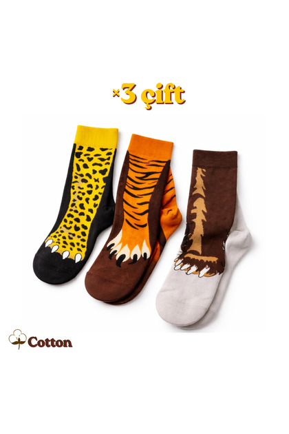 Set of 3 Safari Themed Fun Unisex Socks