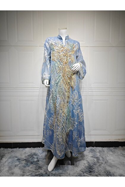 floral maxi dress womens Blue floral Wrap Dress for Women