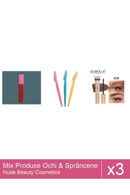 Set Mix 3 produse Rimel Sprancene: Rimel Ushas , Negru, Set 3 lame pentru par facial si sprance...