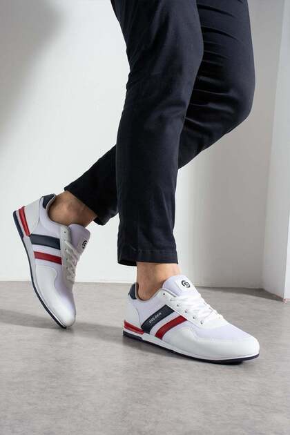 Men's Sneaker Daily Comfortable Sole Sports Shoes White Navy Blue