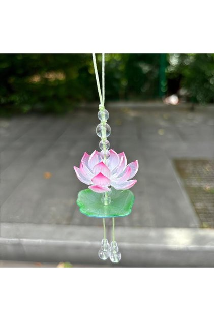 Style1 Summer Fresh Lotus Beaded Car Rearview Ornament Pendant - Bohemian Crystal Dangle Feng Shui T