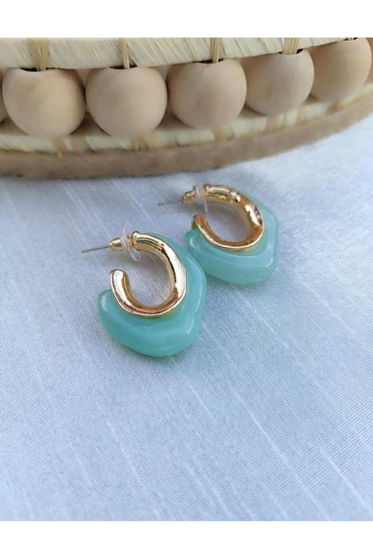 Blue Bone Look Steel Earrings Gold Color Modern Stylish Women's Earrings