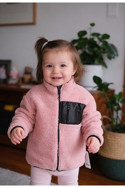 Children's Lamb Wellsoft Plush Jacket with Rubber Cuffs and Zipper 2-5 Years