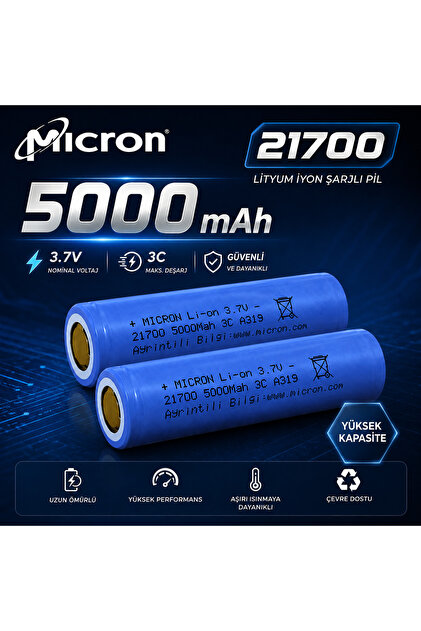 LENAOKSAN 21700 Li-ion 5000mAh 3.7V 3C Şarjlı Pil (2 Adet