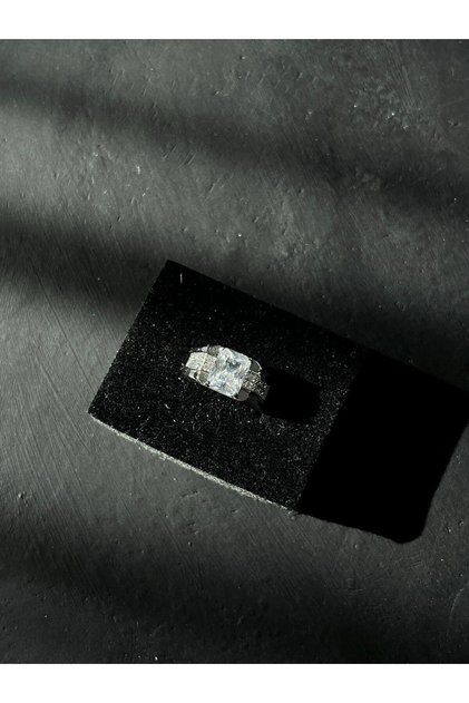Steel Ring with Baguette Stones Gold Silver | Gift Boxed