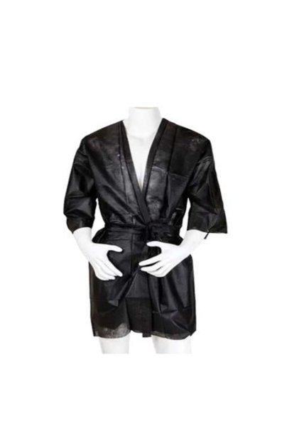 | Sleeved Non-Woven Fabric Robe for Single Use - Black (10 Pieces) One Size FREE SIZE