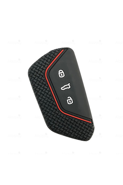 Skoda Compatible Octavia, Kodiaq, Elroq, Enyaq, Superb Striped Silicone Key Case Cover (Red)