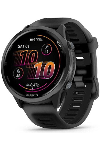 Forerunner 570 Αλουμινίου 47 χιλιοστών Αδιάβροχο Smartwatch με Παρακολούθηση Καρδιακών Παλμών (Αλουμίνιο σε Γκρι Σχιστόλιθο με Ημιδιαφανές Μαύρο/Μαύρο Λουράκι)