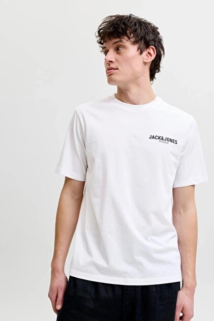 Jack & Jones Erkek Gögüs Baskili Sifir Yaka Kisa Kollu Tisört