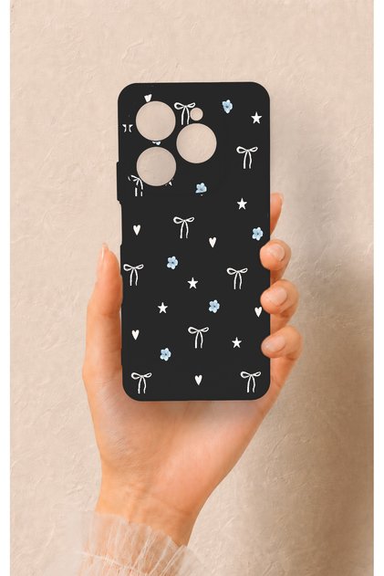 Tecno Spark 20 Pro Compatible Mini Bow Black Patterned Silicone Case
