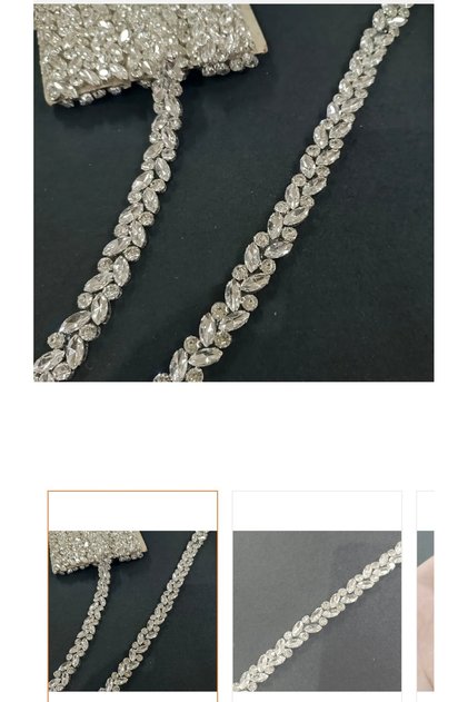 Kristal Taşlı Ütü ile Yapışan Aplik Şerit 50 cm