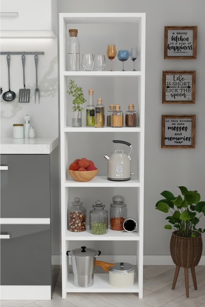 5 Raflı Çok Amaçlı Mutfak Rafı Kiler Düzenleyici Mutfak Organizer Depolama Ünitesi 40x22x150 cm