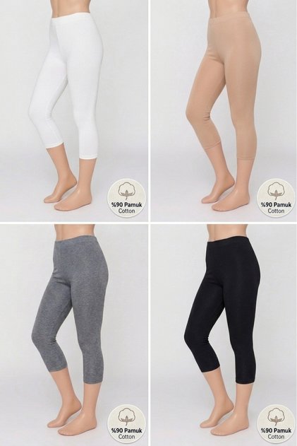 4-Pack Plus Size Cotton Women's Leggings High Waist Capri Comfortable Stretchy Shaping - Plus Size Capri Leggings - 5060