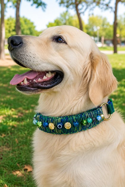 Capri Dog Collar 30-50 cm Adjustable Handmade Beaded Dog Necklace