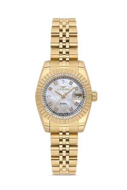 Yellow Steel Case Steel Cord Women Wristwatch Fl21790A-B Waterproof 2 Year Warranty Gift Boxed