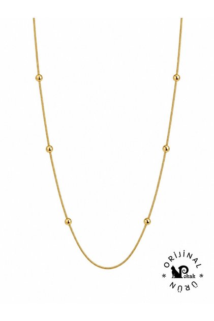 XUPING JEWELRY TTM 316L PASLANMAZ OKSİTLENMEZ 14K DORİKA TOPLU BONCUK ZİNCİR KOLYE - 40+5 cm