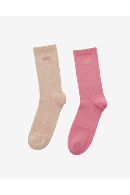 2'Li Paket Athleisure S Logo Uzun Çorap Unisex Pembe-Bej Çorap S2520318-3706