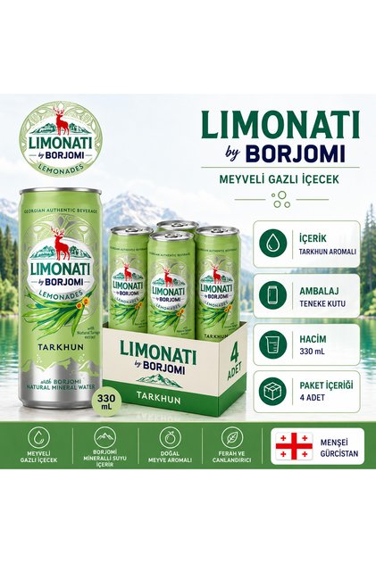 Limonati Tarhun Aromalı Limonata Teneke Kutu 330 ml x 4