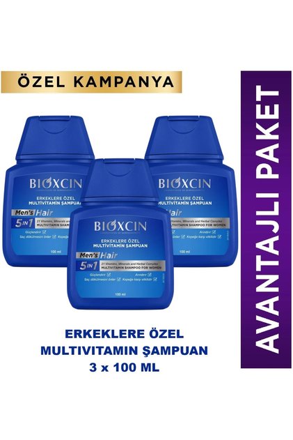 Mens Hair Multivitamin Şampuan 3 Adet 100 ml Seyahat Boy (Travel Size)