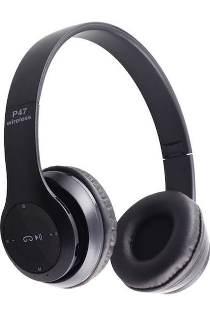 P47 Ασύρματα Ακουστικά Bluetooth Επί του Αυτιού Μαύρα