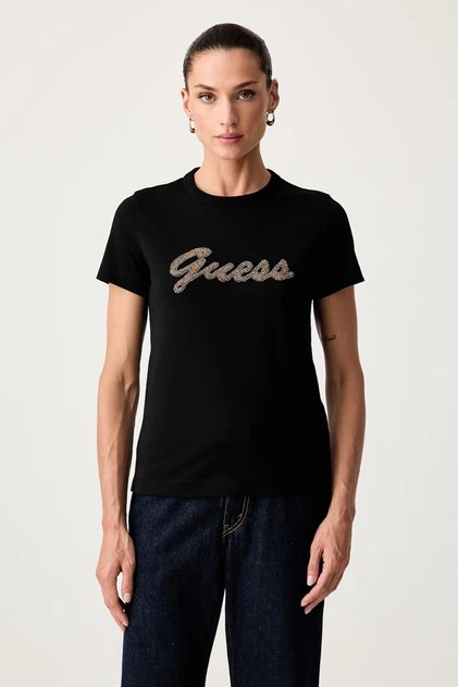 Beads Women's Regular Fit Crew Neck T-Shirt Black
