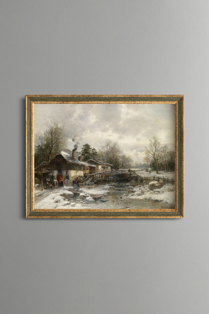 Blacksmith in Winter - Vintage Patterned Painting - Fine Model