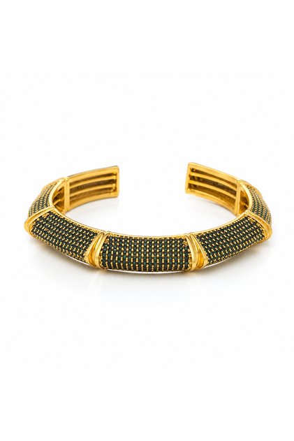 Valery Colorful Stone Handcuff Bracelet-Green