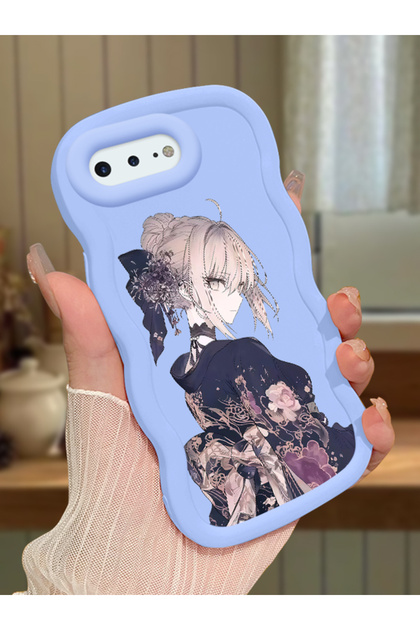 iPhone 8 Plus Compatible Case Camera Protector Blue Silicone Couple Phone Case Girl Pattern