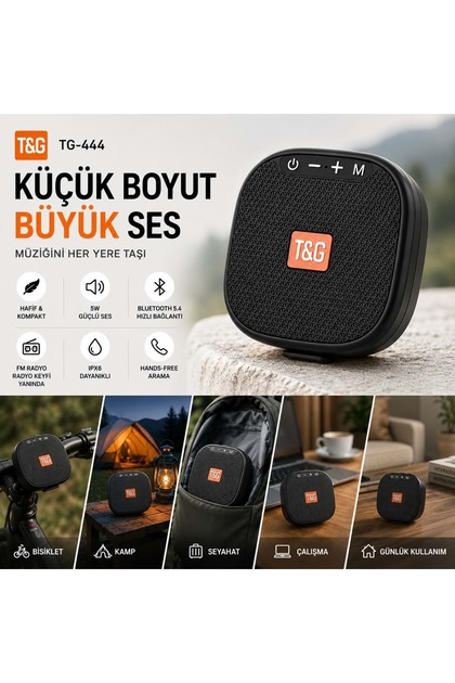 TG-444 Kablosuz Bluetooth Hoparlör Bisiklet Uyumlu Taşınabilir Outdoor FM Radyo USB/TF Kart