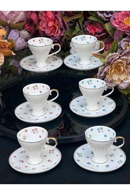 6-Person Porcelain Acar Pierre Coffee Cup Set