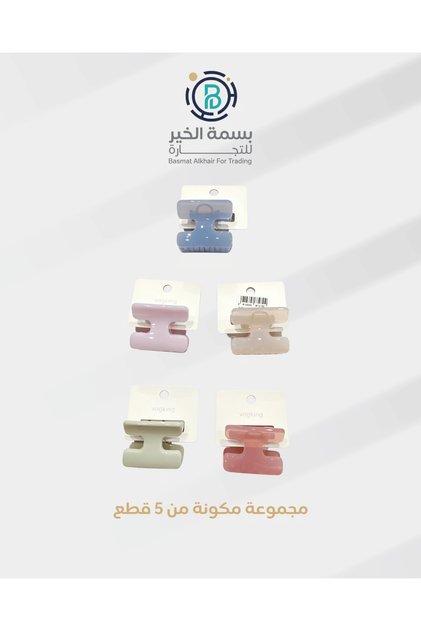 مجموعة مشابك شعر شباصات مكونة من 5 قطع متعدد الأشكال والألوان