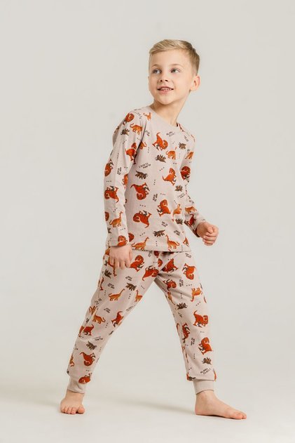 Costum de pijama cu mânecă lungă pentru băieți, galben, model Nap Is Over, RP3887-C-V2