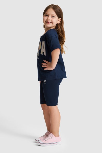 Girl's Navy Blue Top and Bottom Set 50326602-Vr033
