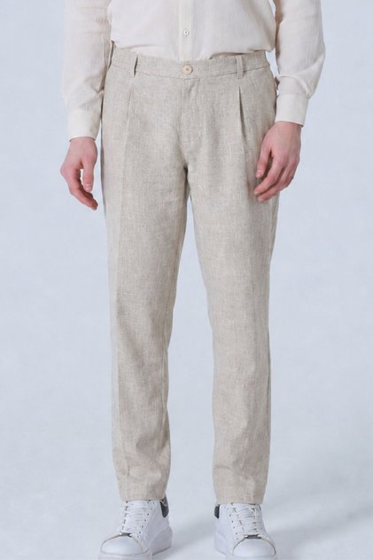 100% Raw Linen S-12Xl Oversized Pleated Stylish Men's Trousers