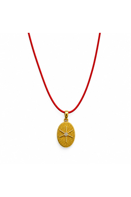 Red String Sun Plate Necklace