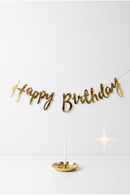 Happy Birthday Banner Altın Renk Doğum Günü Parti Süsü Asma Yazı Dekorasyonu