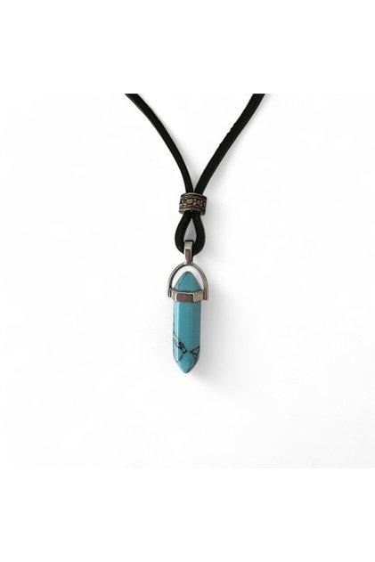 Turquoise Stone Real Leather Necklace