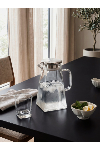 Filtre Kapaklı Cam Sürahi 1200 ml
