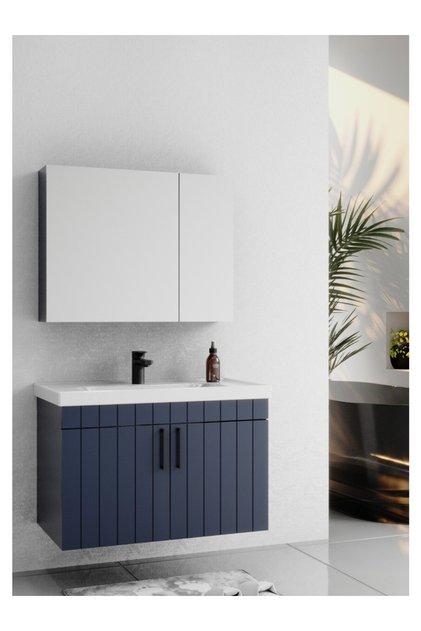 Lizbon 80 cm Lake Lacivert Banyo Dolabı