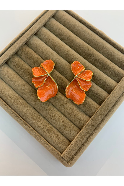 Leaf Figured Set Earrings Orange
