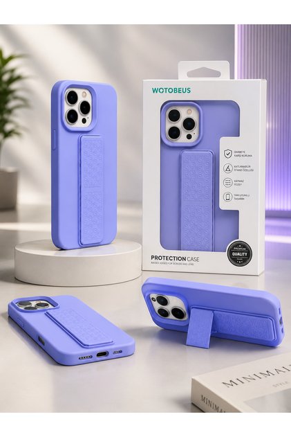 iPhone 16 Pro Max Compatible Matte Silicone Phone Case with Stand and Camera Protection with Finger Holder