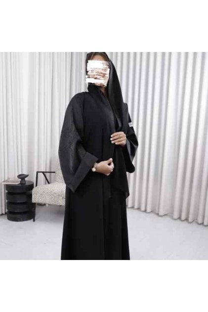 Blackberry Abaya with Black Ruffled Sleeves