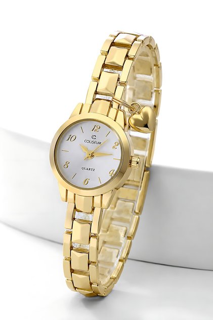 Gold Shk4000 Heart Charm Detailed, Women's Wristwatch