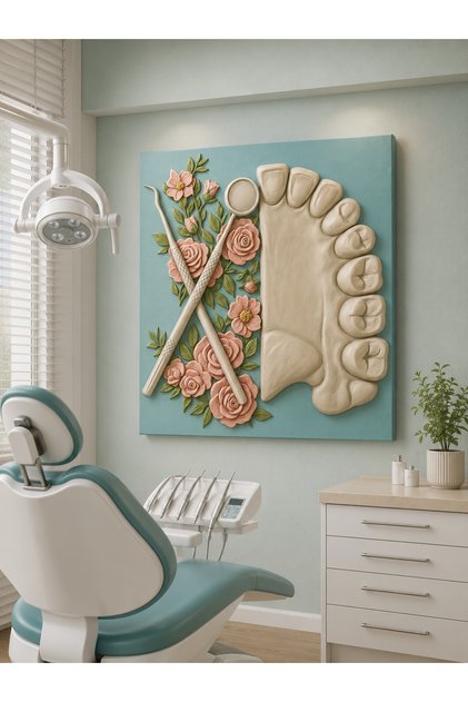 Diş Hekimi Kanvas Tablo Dental Klinik Duvar Dekoru Diş Anatomisi ve Diş Hekimliği Temalı Modern Kanvas
