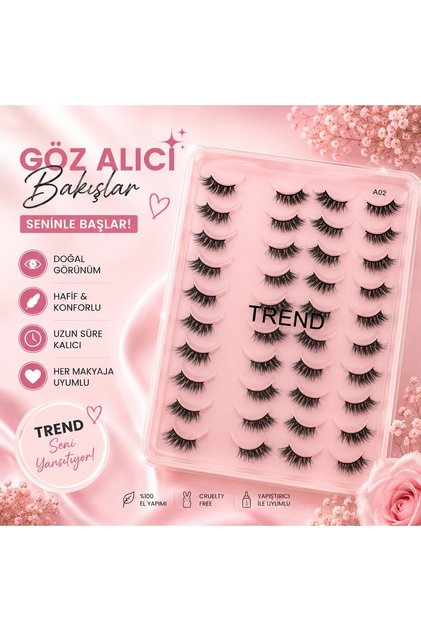 Yarım Ay Takma Kirpik Seti • Yarım Takma Kirpik Seti • Takma Kirpik Seti 20'li A02