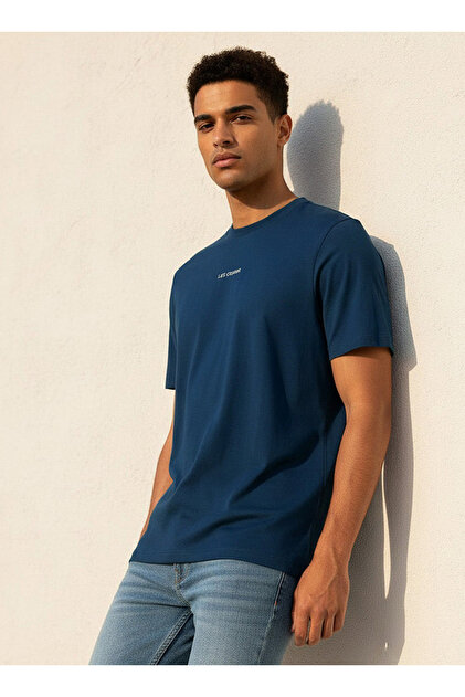 Men Regular Fit Crew Neck Short Sleeve Logo Print T-shirt